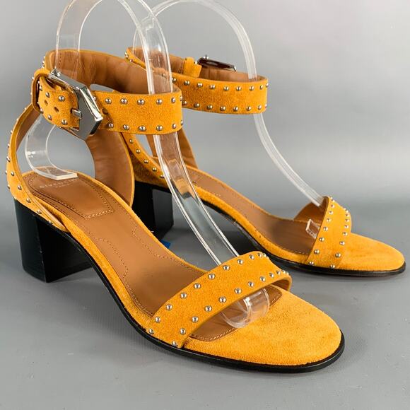 GIVENCHY Size 6 Mustard Yellow Suede Ankle Strap Sandals - Picture 1 of 9